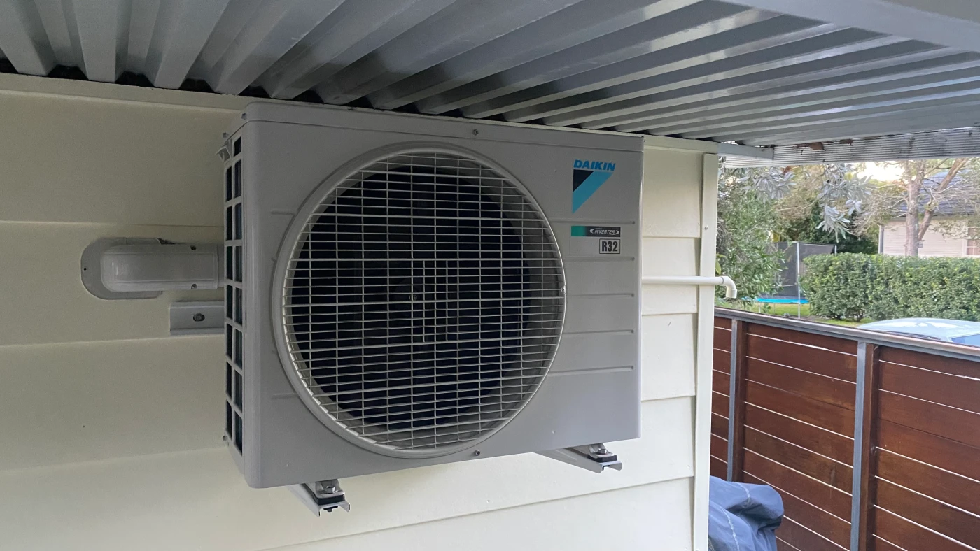 A new air conditioner after it was installed
